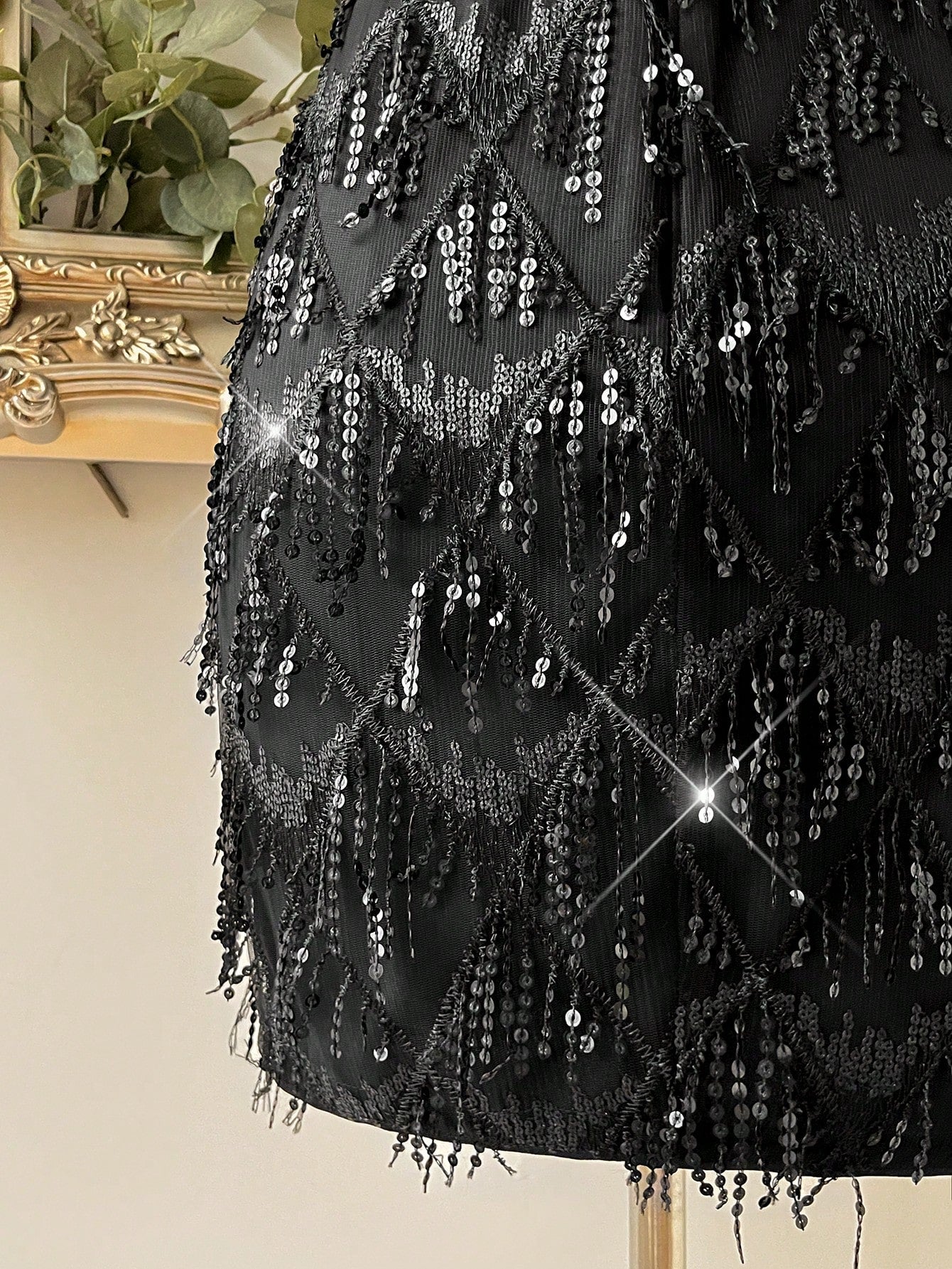 Black Sequin Halter Neck Bodycon Mini Dress