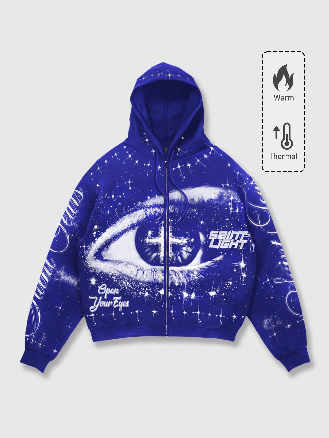 Men's Red Punk Graphic Zip-Up Y2K Streetwear Hoodie