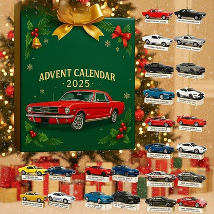 2025 Classic Car Advent Calendar 24 Mini Diecast Model Cars Countdown Gift Box Vintage Muscle Car Collection Christmas Gift For Men Kids