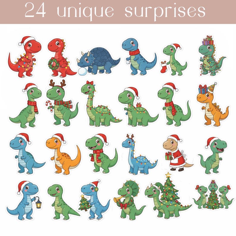 Dinosaur Advent Calendar 2025 24 Days Dino Christmas Blind Box Kids Dinosaur Countdown Toy Gift Cute Holiday Advent