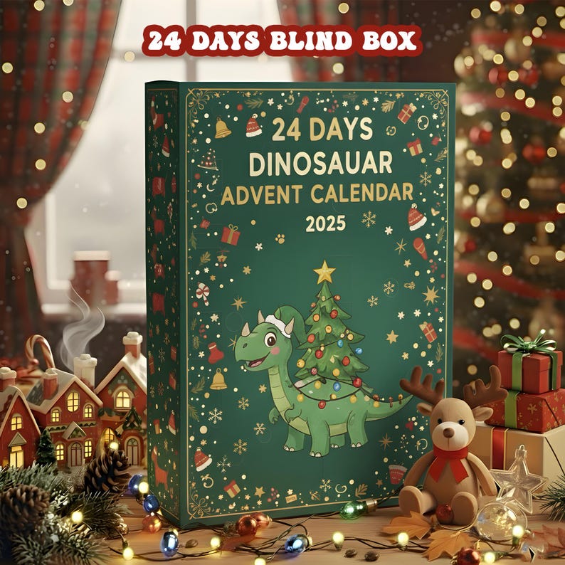 Dinosaur Advent Calendar 2025 24 Days Dino Christmas Blind Box Kids Dinosaur Countdown Toy Gift Cute Holiday Advent