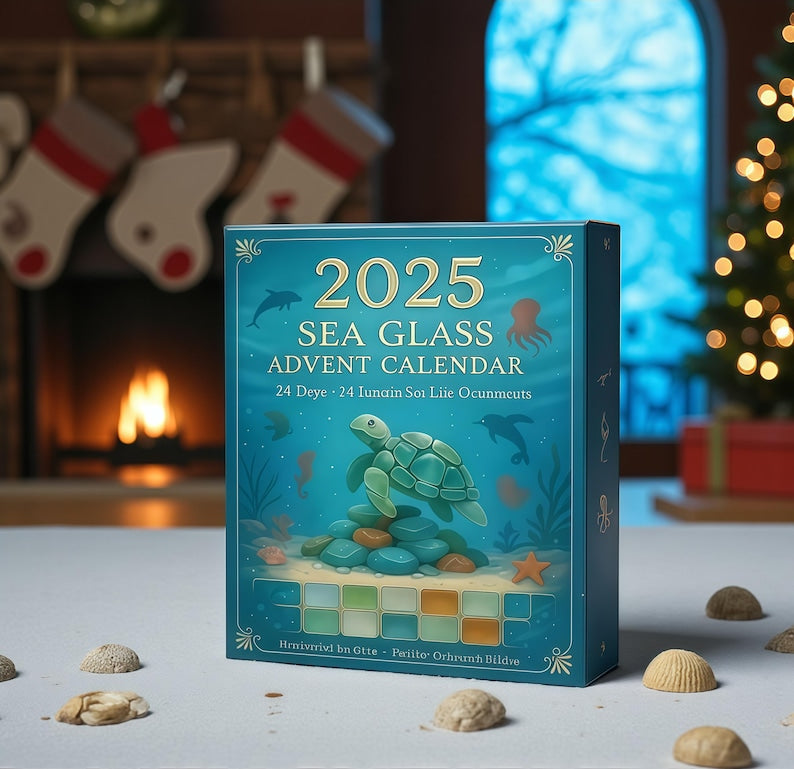 2025 Sea Life Advent Calendar  Faux Sea Glass Acrylic Ornaments