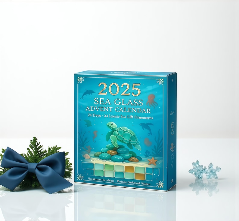 2025 Sea Life Advent Calendar  Faux Sea Glass Acrylic Ornaments