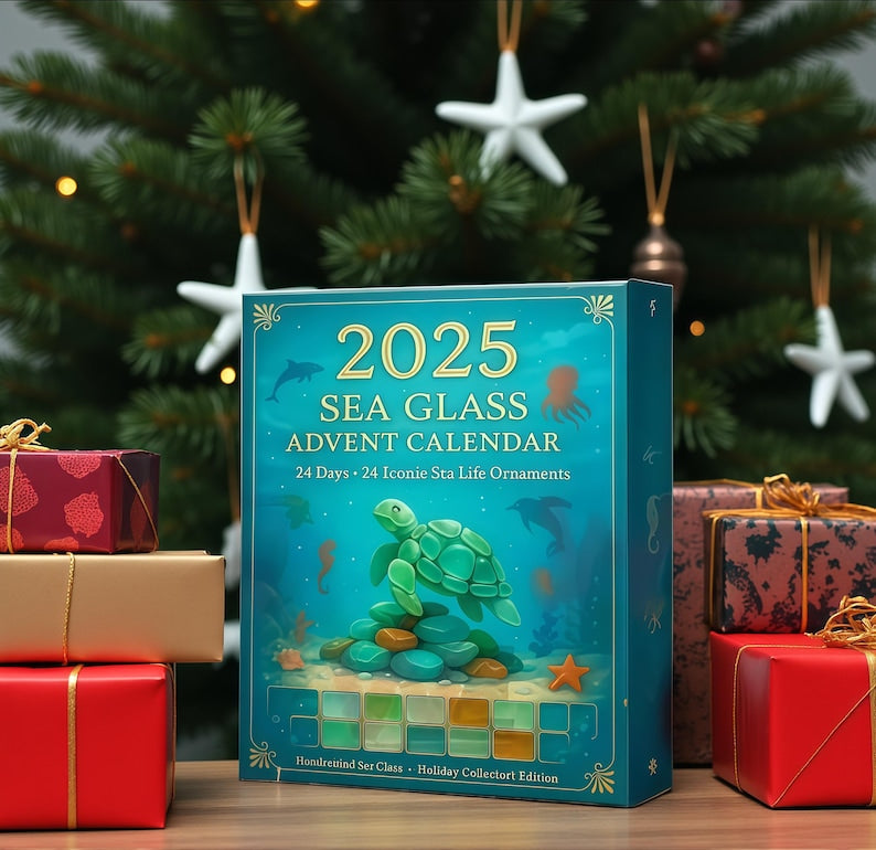 2025 Sea Life Advent Calendar  Faux Sea Glass Acrylic Ornaments