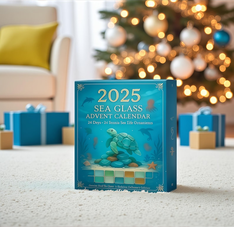 2025 Sea Life Advent Calendar  Faux Sea Glass Acrylic Ornaments