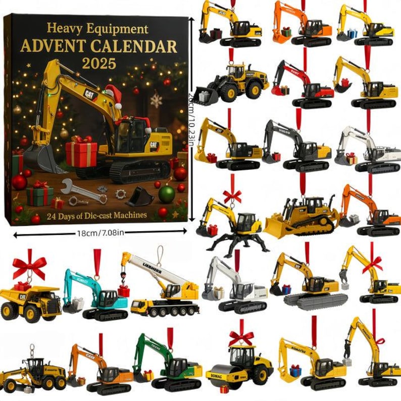 Heavy Equipment Advent Calendar Crane Car Building Blocks Advent Calendar Gift For Excavator Lovers Christmas Countdown Calendar