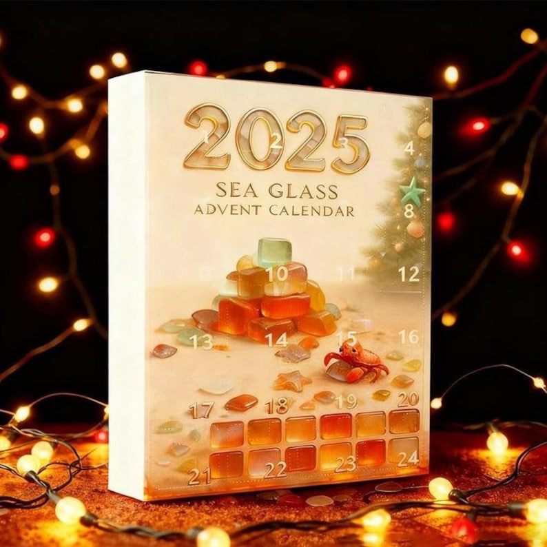 Sea Glass Tree Advent Calendar Christmas Gift For Beach Lovers Holiday Keepsake Gift Unique Holiday Decor Gift For Kids