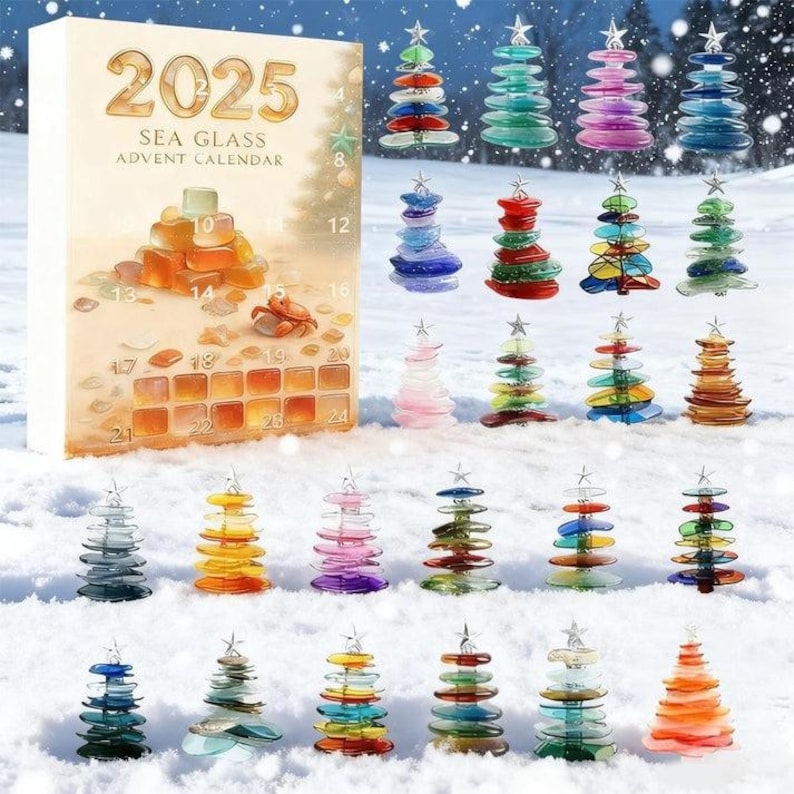 Sea Glass Tree Advent Calendar Christmas Gift For Beach Lovers Holiday Keepsake Gift Unique Holiday Decor Gift For Kids