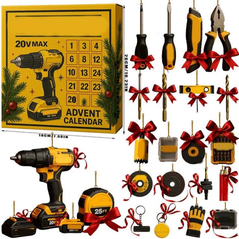 2d Advent Calendar 2025 Tool Lovers Christmas Countdown Box Diy Gift For Men Mechanics And Builders Holiday Set Gift For Him