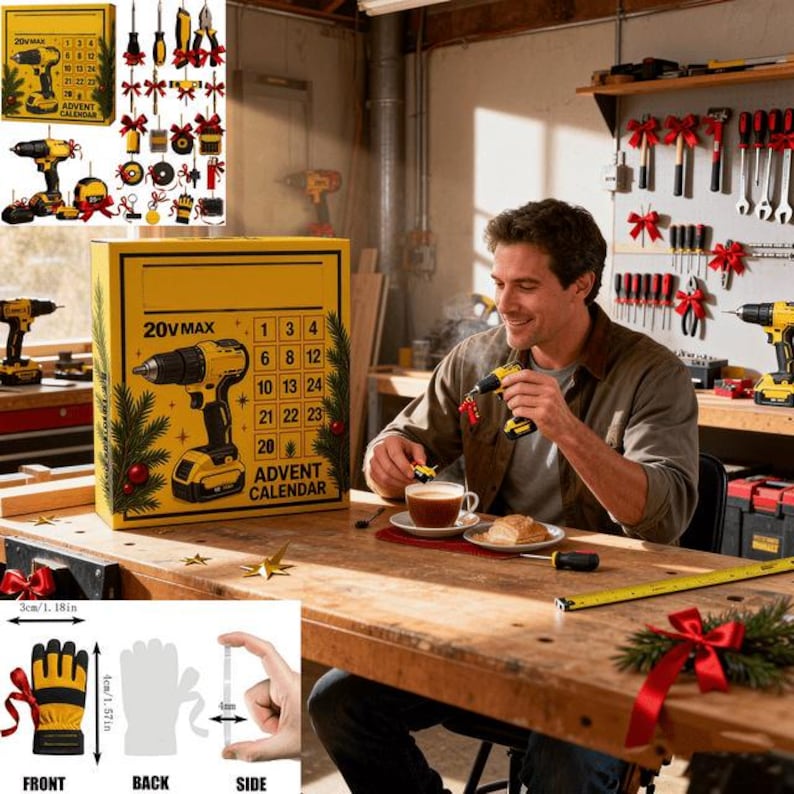 2d Advent Calendar 2025 Tool Lovers Christmas Countdown Box Diy Gift For Men Mechanics And Builders Holiday Set Gift For Him
