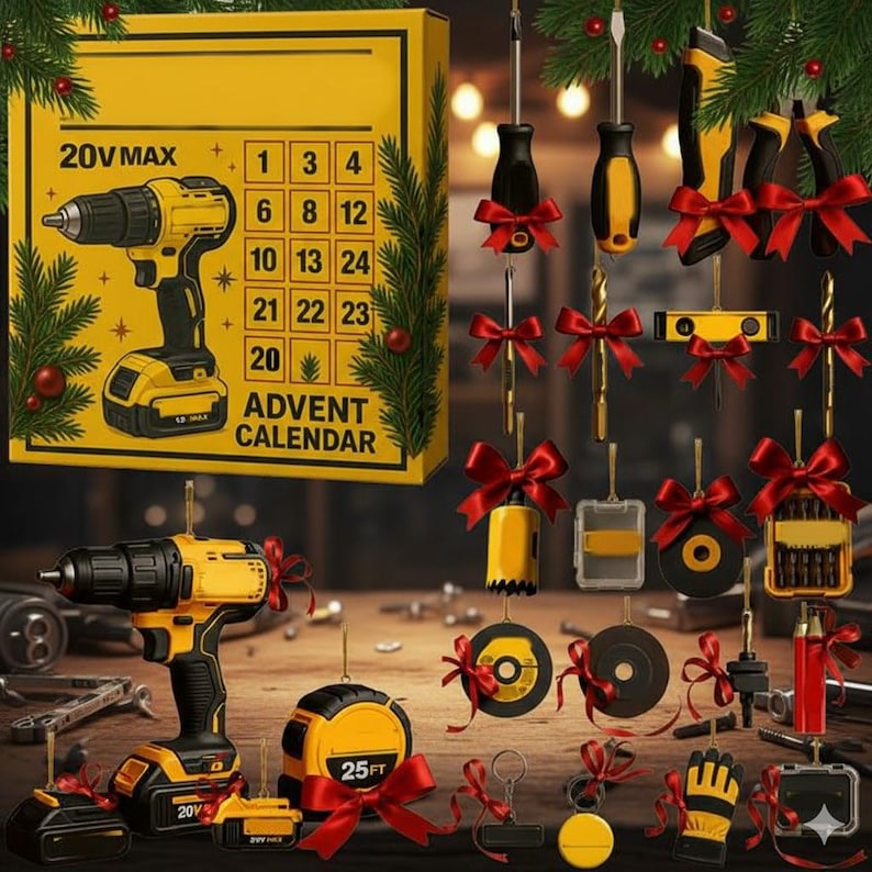 2d Advent Calendar 2025 Tool Lovers Christmas Countdown Box Diy Gift For Men Mechanics And Builders Holiday Set Gift For Him