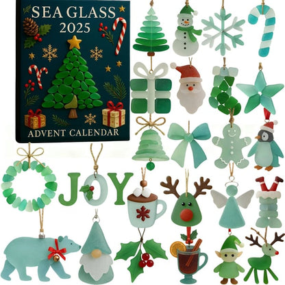 Sea Glass Christmas Advent Calendar 2025 Christmas Tree Decorations Calendar With Acrylic Christmas Ornaments Countdown Calendar
