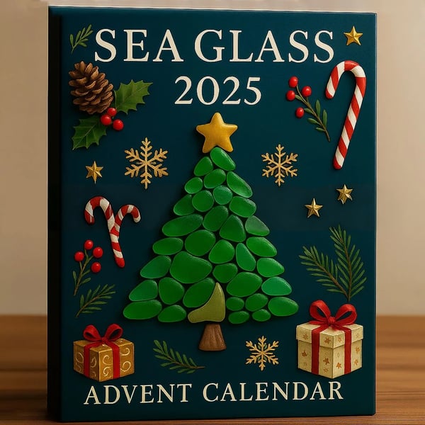 Sea Glass Christmas Advent Calendar 2025 Christmas Tree Decorations Calendar With Acrylic Christmas Ornaments Countdown Calendar