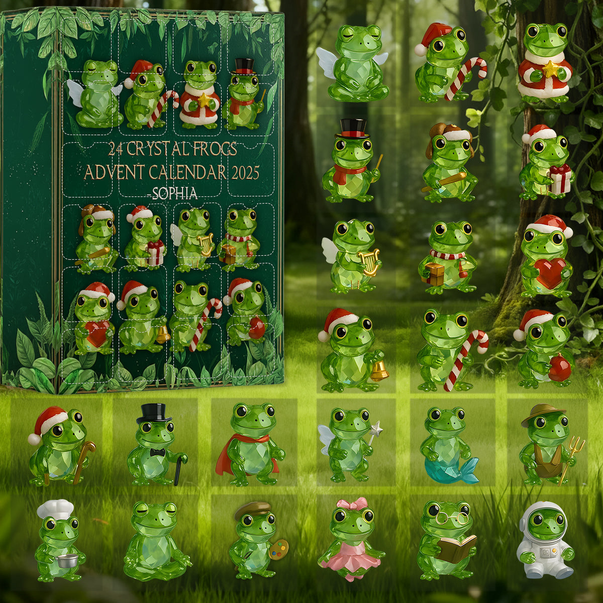 Frog Lovers   Personalized Frog Advent Calendar With Acrylic Christmas Ornaments Countdown Calendar