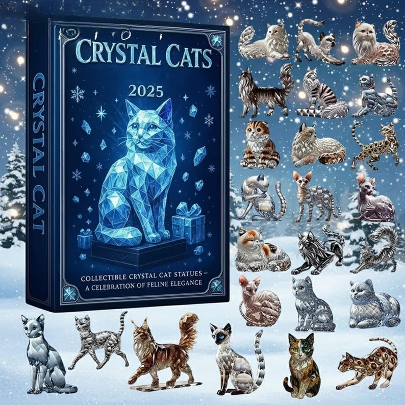 Crystal Cat Advent Calendar 24pcs Cat Building Blocks Advent Calendar Cat Christmas Advent Calendar Cat Lover Gift Cat Mom Xmas Gifts