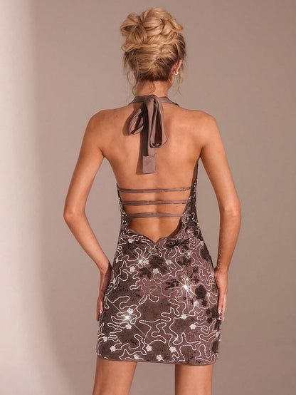 Women’s Sequin Halter Mini Party Dress