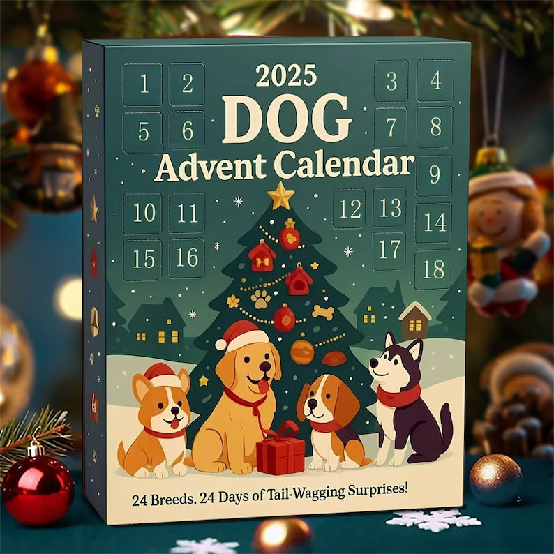 Dog Breed Advent Calendar 2025 24 Day Dog Figurines  Vintage Christmas Ornament Countdown