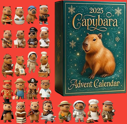 Capybara Advent Calendar 2025 24 Day Holiday Countdown Box Cute Collectible Figures Festive Gift Idea