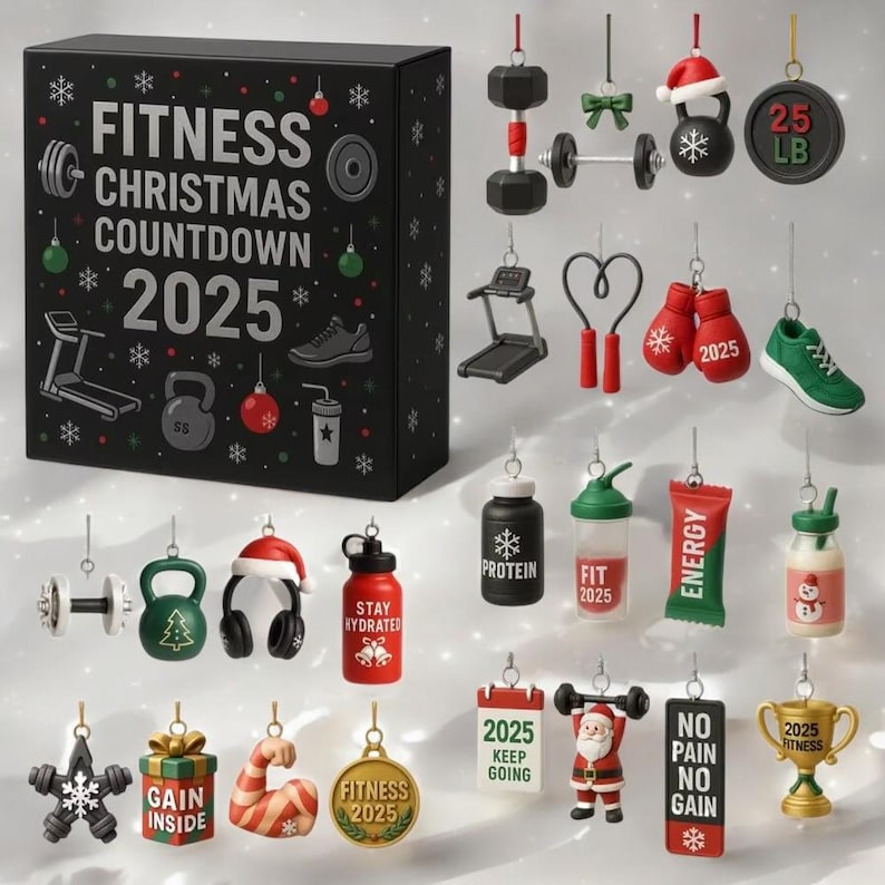 Fitness Gear Christmas Countdown Calendar   2d Acrylic 24 Days Advent Ornament For Winter Holiday Party Decor Home Gym Window