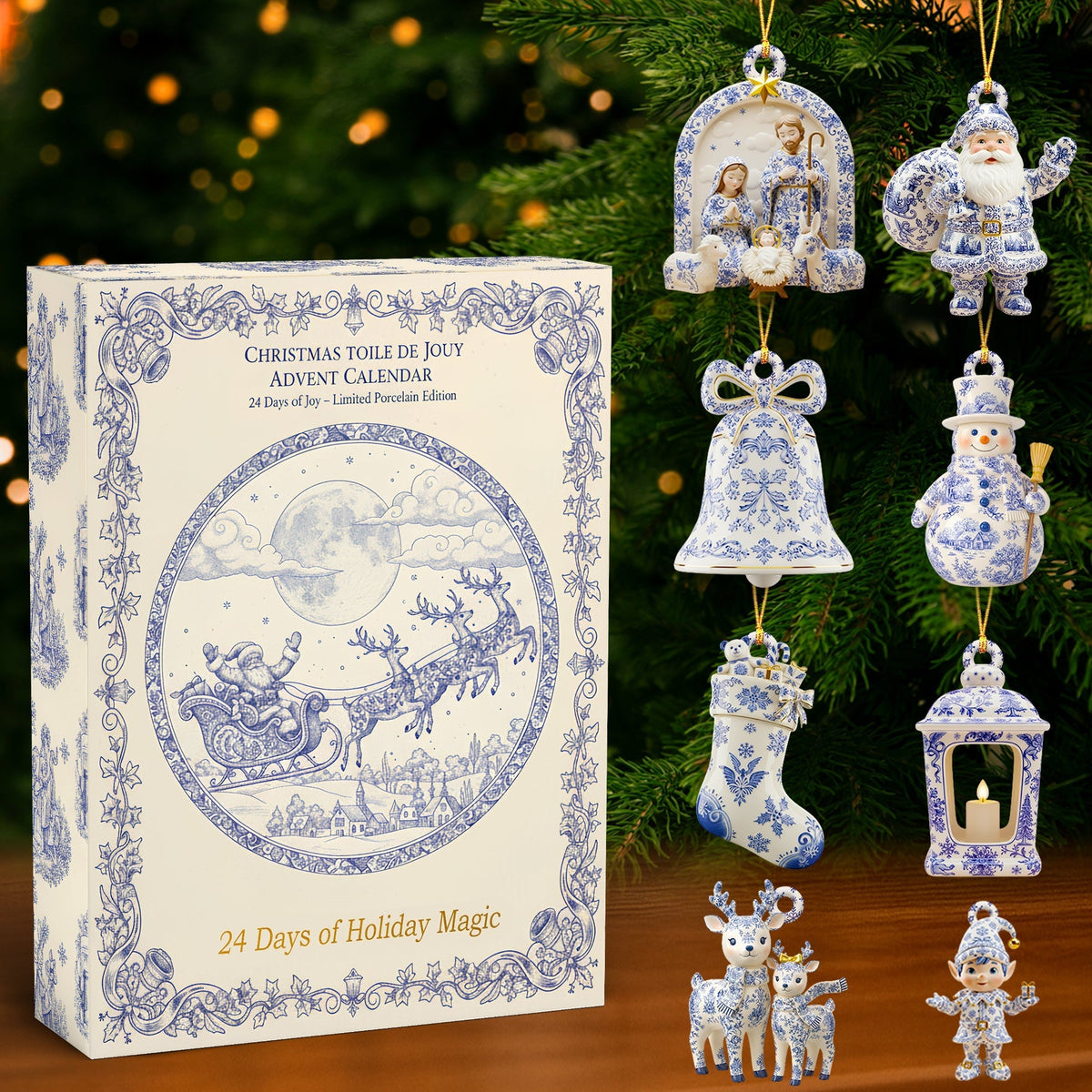 Toile De Jouy Advent Calenda Christmas Holiday Advent Calendar Classic Advent Calendar Blind Box Christmas Gifts