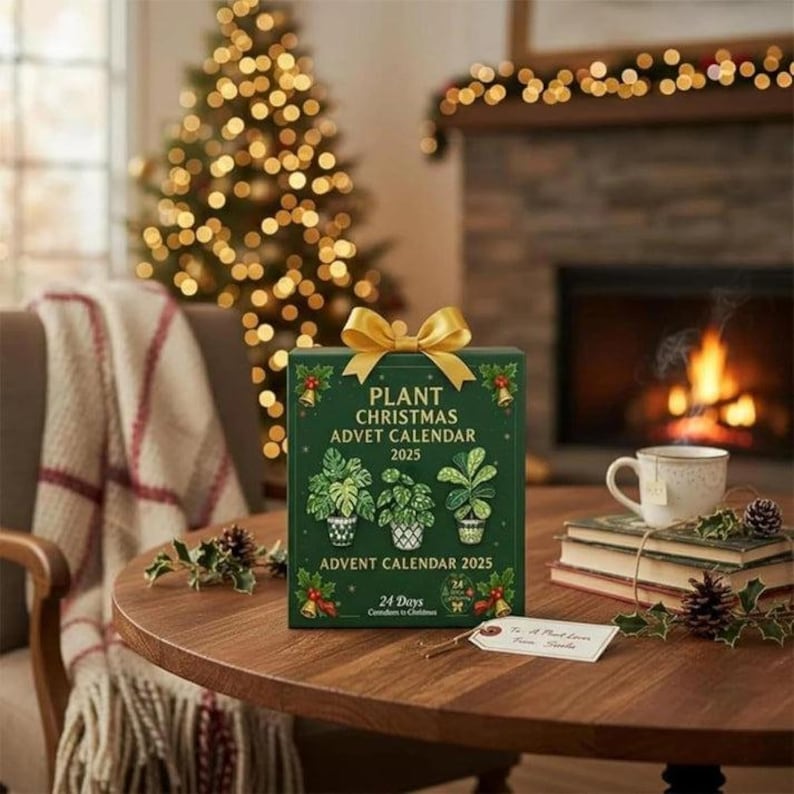 Plant Advent Calendar Green Tree Figurines Classic Holiday Decor Unique Green Look Festive Countdown Calendar Christmas Collectible