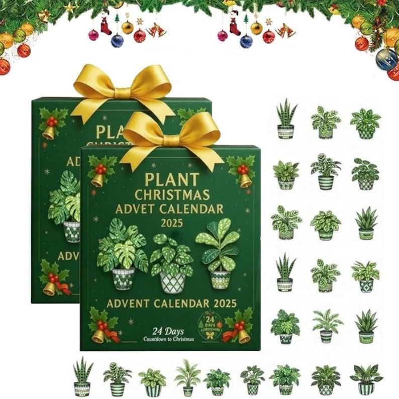Plant Advent Calendar Green Tree Figurines Classic Holiday Decor Unique Green Look Festive Countdown Calendar Christmas Collectible