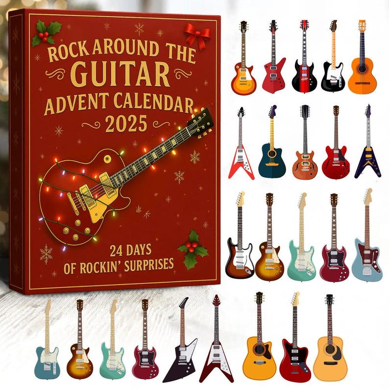 Rock Guitar Advent Calendar Christmas 2025gift For Music Loverguitarist Present Music Themedfestive Home Decor Guitar Decorations