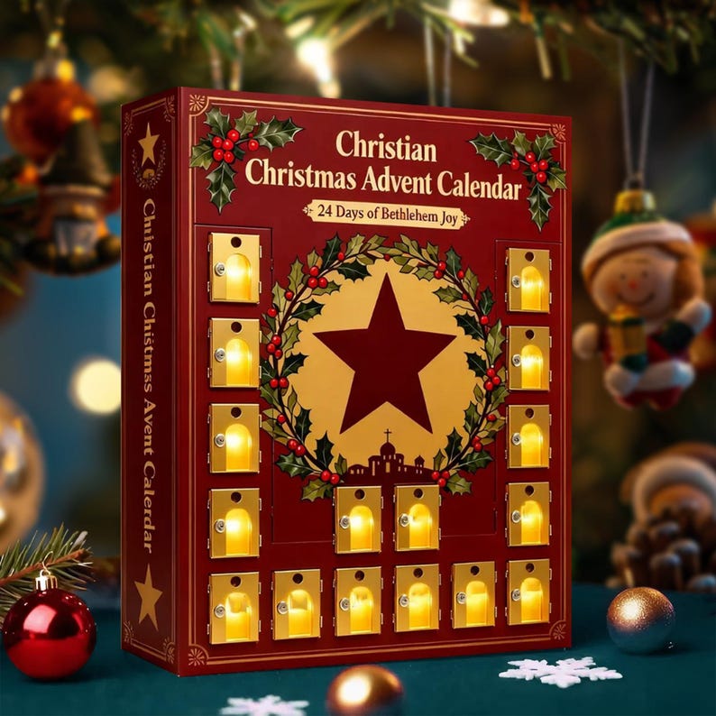 Christian Advent Calendar 2025 24 Day Christian Figurines  Vintage Christmas Ornament Countdown