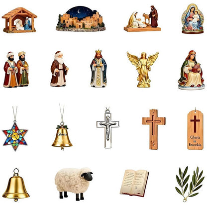 Christian Advent Calendar 2025 24 Day Christian Figurines  Vintage Christmas Ornament Countdown