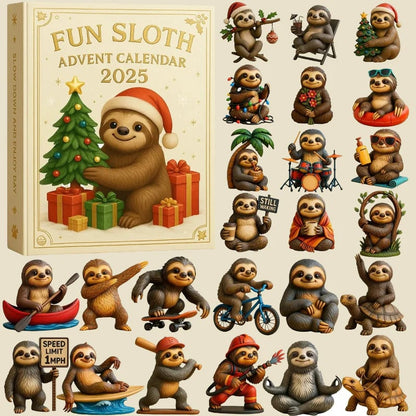 Christmas Calendar Advent 2025 Sloth Ornaments Set 2d Acrylic Christmas