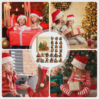Christmas Calendar Advent 2025 Sloth Ornaments Set 2d Acrylic Christmas