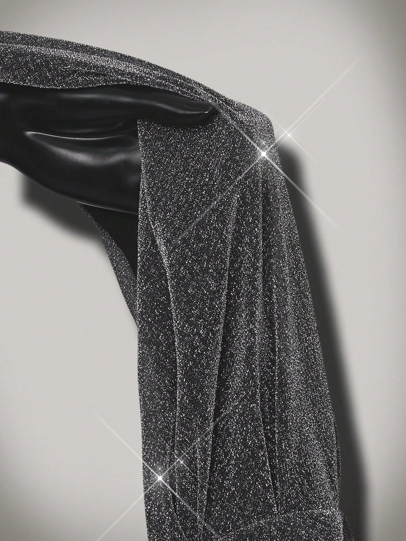 Plus Size Glitter Star Deep V-Neck Asymmetrical Dress