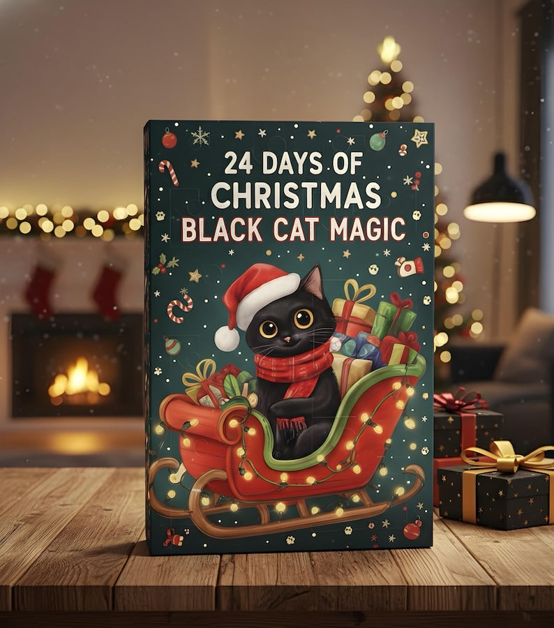 Christmas Black Cat Magic Advent Calendar 2025, 24 Days Blind Box, Cute Cat Christmas Gift, Holiday Countdown for Cat Lovers