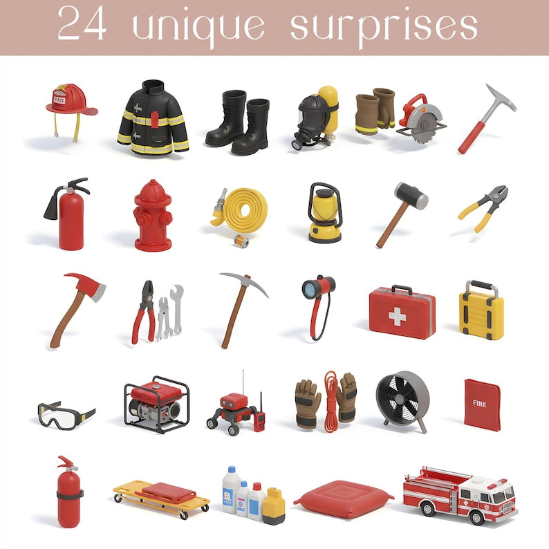 Firefighter Advent Calendar 2025, Heroes of the Flame 24 Days Blind Box, Fireman Christmas Gift, Emergency Services Holiday Countdown
