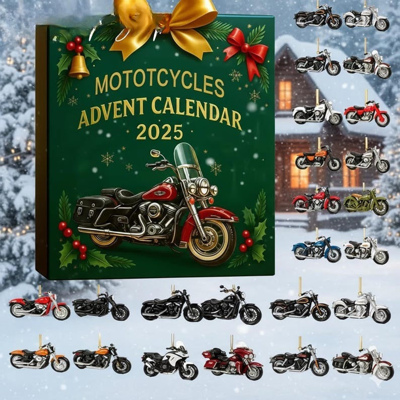 Motorcycles Advent Calendar 2025, 24 Mini Bike Collectibles for Riders and Biker Fans, Christmas Countdown Gift for Men and Motorcycle Lover