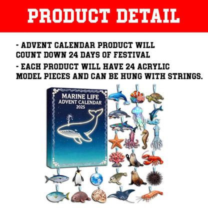 Marine Life Advent Calendar 2025 24 Day Ocean Lover Countdown Box Sea Animal Acrylic Gift Christmas Advent Calendar For Nature Lovers