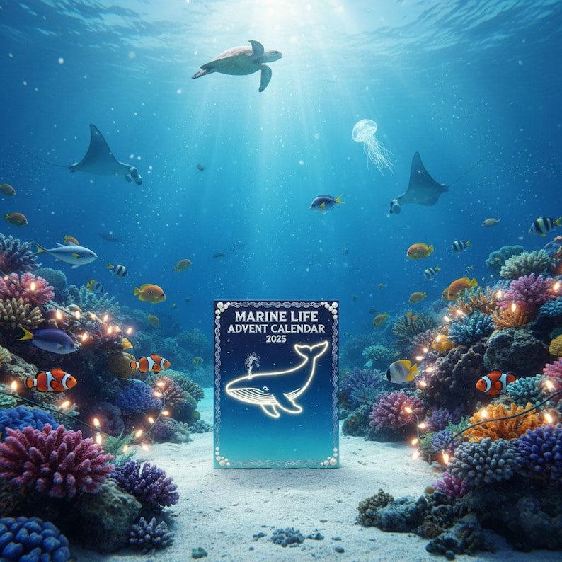 Marine Life Advent Calendar 2025 24 Day Ocean Lover Countdown Box Sea Animal Acrylic Gift Christmas Advent Calendar For Nature Lovers