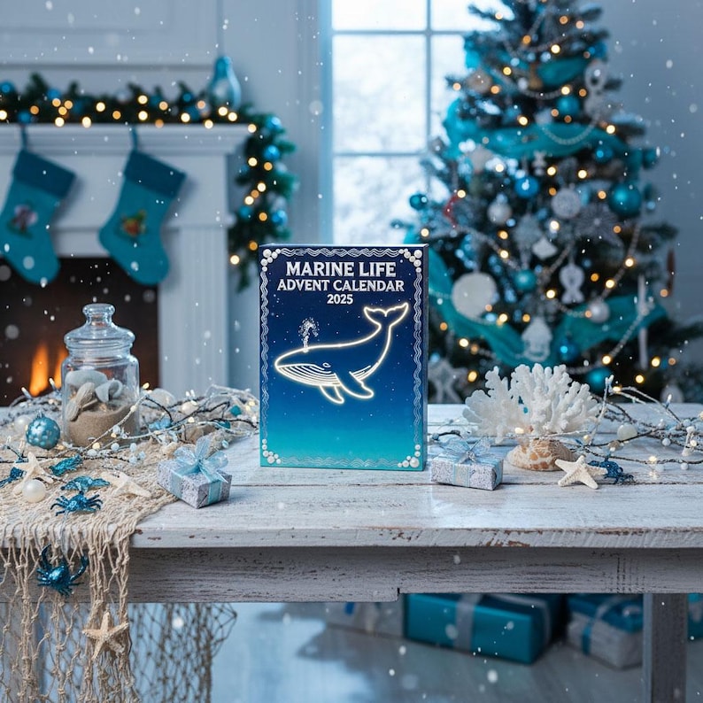 Marine Life Advent Calendar 2025 24 Day Ocean Lover Countdown Box Sea Animal Acrylic Gift Christmas Advent Calendar For Nature Lovers