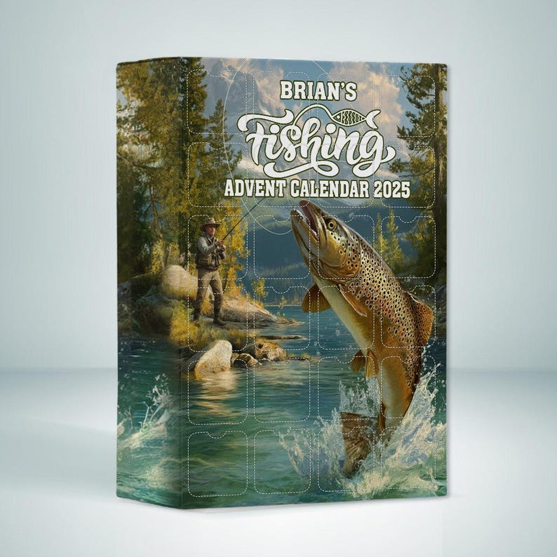 Personalized Fishing Advent Calendar 2025 Christmas Gifts For Fishing Lover Acrylic Blind Box Countdown Calendar Christmas Gift Ideas