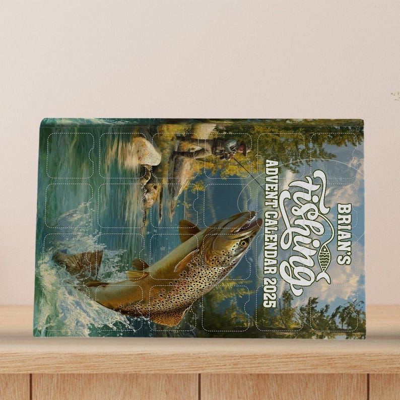 Personalized Fishing Advent Calendar 2025 Christmas Gifts For Fishing Lover Acrylic Blind Box Countdown Calendar Christmas Gift Ideas