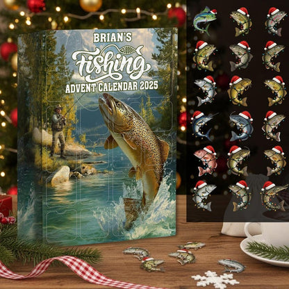 Personalized Fishing Advent Calendar 2025 Christmas Gifts For Fishing Lover Acrylic Blind Box Countdown Calendar Christmas Gift Ideas