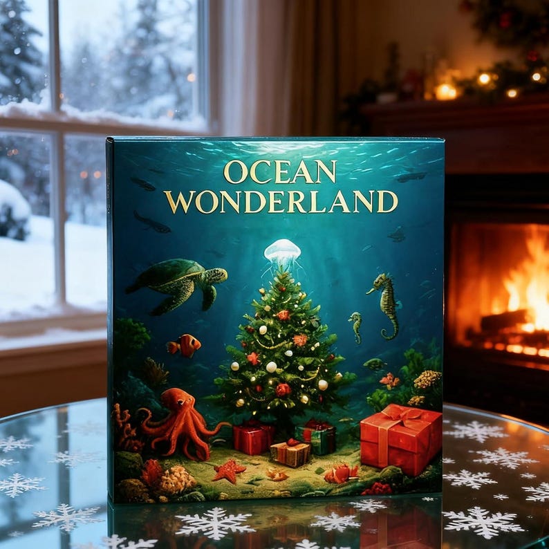 Ocean Wonderland Advent Calendar 2025 24 Sea Animal Figurines Countdown Box Marine Christmas Decor Gift For Ocean Lovers Gift For Kids