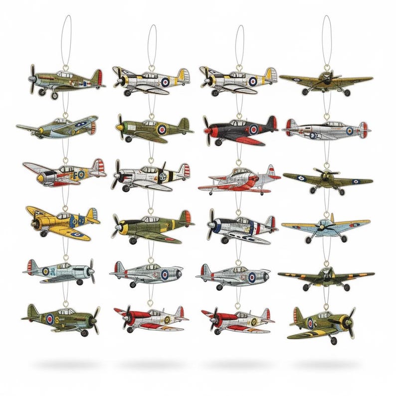 Historic Aircraft Advent Calendar 24 Mini Plane Ornaments Aviation Gift For Pilot 2025 Adult Advent Calendar History Buff Gift