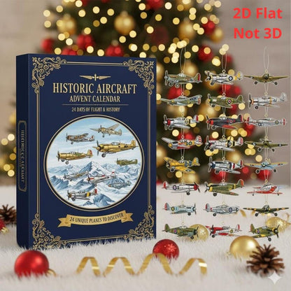Historic Aircraft Advent Calendar 24 Mini Plane Ornaments Aviation Gift For Pilot 2025 Adult Advent Calendar History Buff Gift