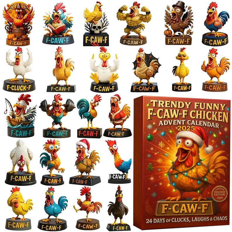 Rooster Advent Calendar 2025 24 Day Rooster Figurines  Vintage Christmas Ornament Countdown
