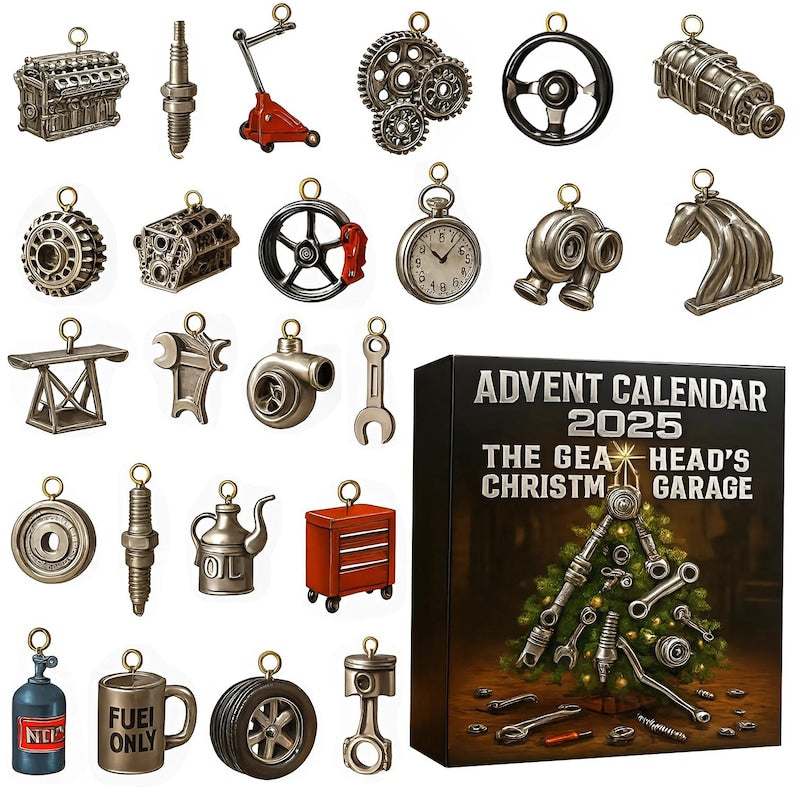 Advent Calendar 2025 24 Day Figurines  The Gear Heads Christmas Garage For Man