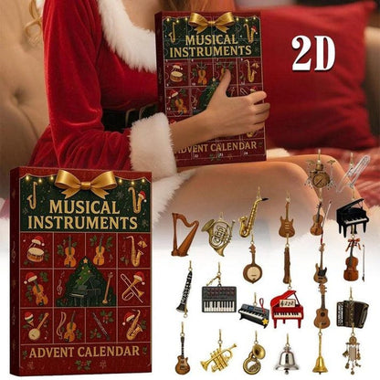 Musical Instruments Advent Calendar, Festive Tree Hanging Acrylic Holiday Decoration, Unique Musical Holiday, Christmas Countdown Calendar