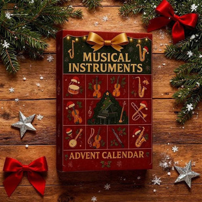 Musical Instruments Advent Calendar, Festive Tree Hanging Acrylic Holiday Decoration, Unique Musical Holiday, Christmas Countdown Calendar