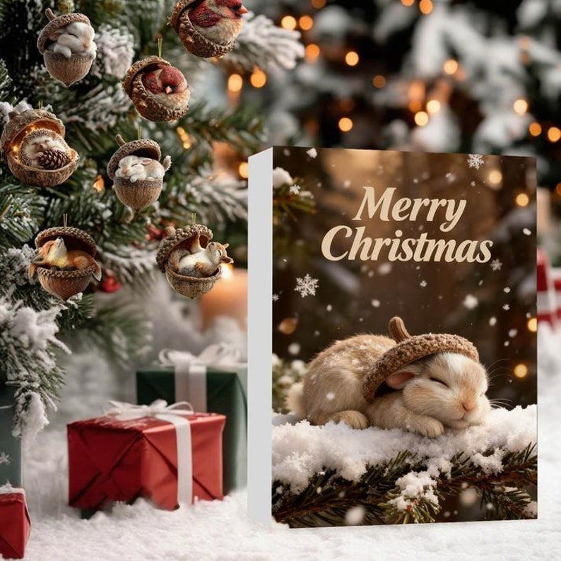 Forest Animal Acorn Advent Calendar, ,Christmas Cone Animal Hanging Ornament Gift, Gift For Nature Lovers, Christmas Countdown Calendar