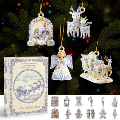 Christmas Toile De Jouy Christian Advent Calendar, Gift For Jesus Lover, Faith Based, Christian Home Decor, Christmas Countdown Calendar